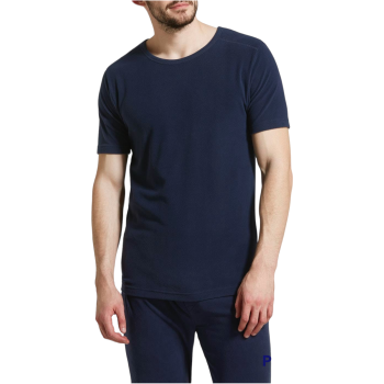 Mens Thermal Short Sleeve Top Microfleece Baselayer Underwear T Shirt - Navy - XL