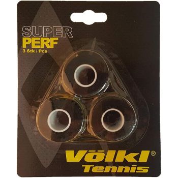 Volkl Super Perf Over Grip Overgrip Tennis Squash Badminton - 3 Pack - Black