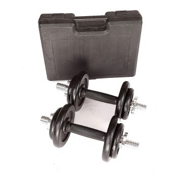 20kg Black Dumbbell Set with Carrying Case