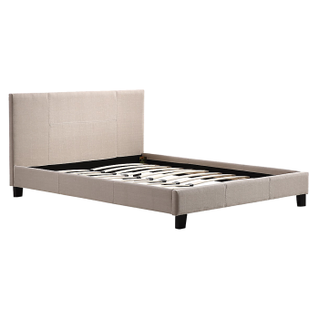 Double Linen Fabric Bed Frame Beige