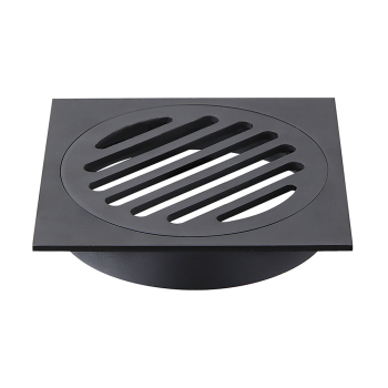 Square Black Floor Grate Drain 110 mm Full Brass Construction