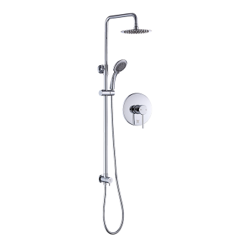 WELS 8" Rain Shower Head Set Rounded Dual Heads Faucet High Pressure With Mixer