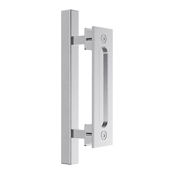 12" Square Pull and Flush Door Handle Set Stainless Steel Barn Door Hardware