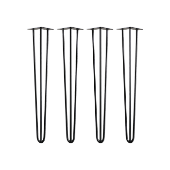 Set of 4 Industrial 3-Rod Retro Hairpin Table Legs 12mm Steel Bench Desk - 71cm Black