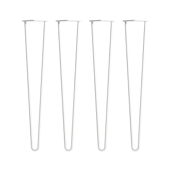 Set of 4 Industrial Retro Hairpin Table Legs 12mm Steel Bench Desk - 71cm White