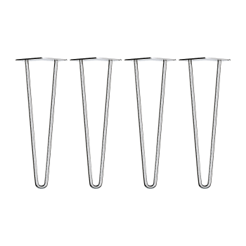 Set of 4 Chrome Retro Hairpin Table Legs 12mm Steel Bench Desk - 41cm