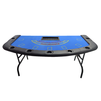 185cm Folded 7 Player Poker Blackjack Table Game Desk W/Cup Holder