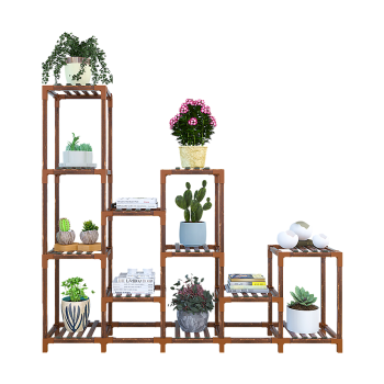 Indoor Outdoor Garden Plant Stand Planter Flower Pot Shelf Wooden Shelving - 12 Shelves