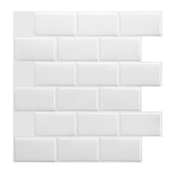 Tiles 3D Peel and Stick Wall Tile Subway White (30 x 30cm x 10 sheets)