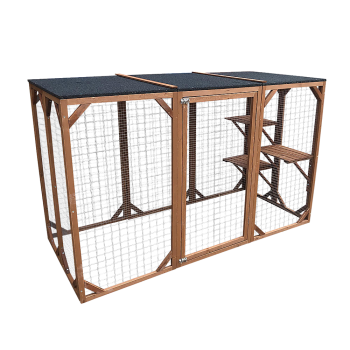 180cm Large Cat Enclosure Wooden Outdoor Cage with 3 Platforms