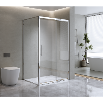 Adjustable 1300x920mm Single Door Corner Sliding Glass Shower Screen in Chrome