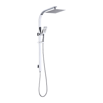 WELS 10" Rain Shower Head Set Square Dual Heads High Pressure with Handheld in Chrome