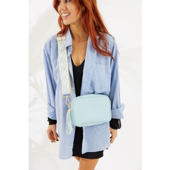 Vegan PU Leather Miami Crossbody - Light Blue