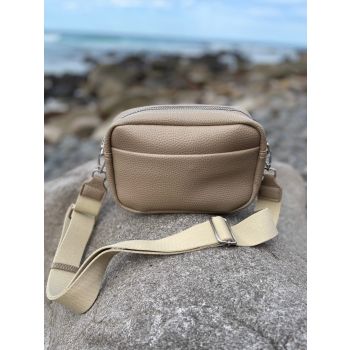 Vegan PU Leather Melbourne Crossbody - Taupe