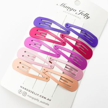 MANGO JELLY Everyday Snap Hair Clips (5cm) - Violet - Three Pack