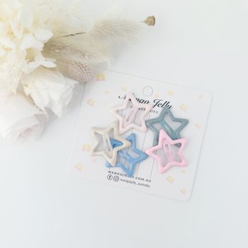 MANGO JELLY Butter Cream Hair Clips Collection - Ice cream Stars - One Pack