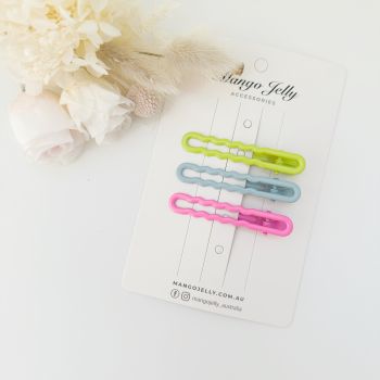 MANGO JELLY Gloss Glaze Wavy Hair Clips - Neon - Twin Pack