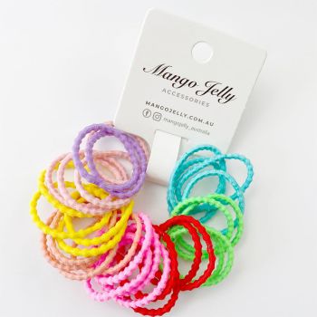 MANGO JELLY Kids Hair Ties (3cm) - Bubbly Neon - Three Pack