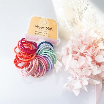 MANGO JELLY Kids Hair Ties (3cm) - Bubbly Retro - Six Pack