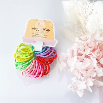 MANGO JELLY Kids Hair Ties (3cm) - Silky Pop Mixed - Six Pack