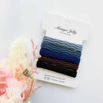 MANGO JELLY Metal Free Textured Hair ties 4cm (Thick) - Blue-One Pack