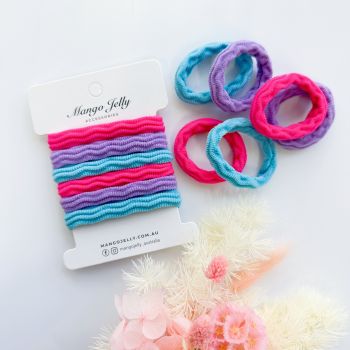 MANGO JELLY Metal Free Textured Hair ties 4cm (Thick) - Mermaid-Twin Pack