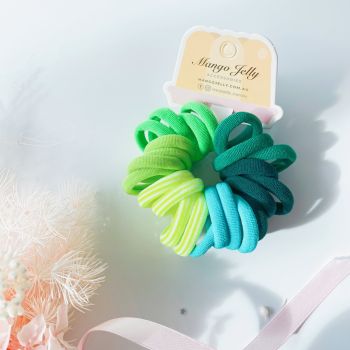 MANGO JELLY Metal Free Hair Ties (3cm) - Green 24P - One Pack