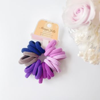 MANGO JELLY Metal Free Hair Ties (3cm) - Magic Purple 24P - Three Pack