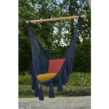 Deluxe Extra Large Mexican Hammock Chair in Outdoor Cotton Colour Blue