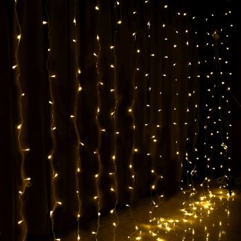 Jingle Jollys 6X3M Christmas Lights Curtain Light Warm White 600 LED