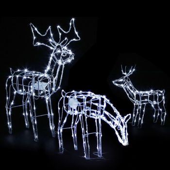 Jingle Jollys Christmas Lights 3 Pcs Reindeers 250 LED Decorations